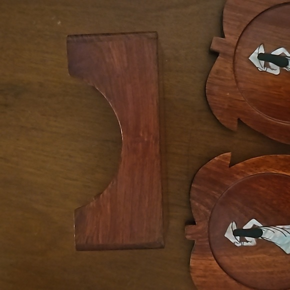 Vintage 1960s Set of Six Mother of Pearl Japanese Lady Floral Coaster Set - Picture 11 of 15